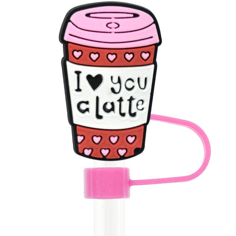 Wholesale Valentine's Day series straw cap dust plug 10mm reusable straw plug dust-proof straw cap